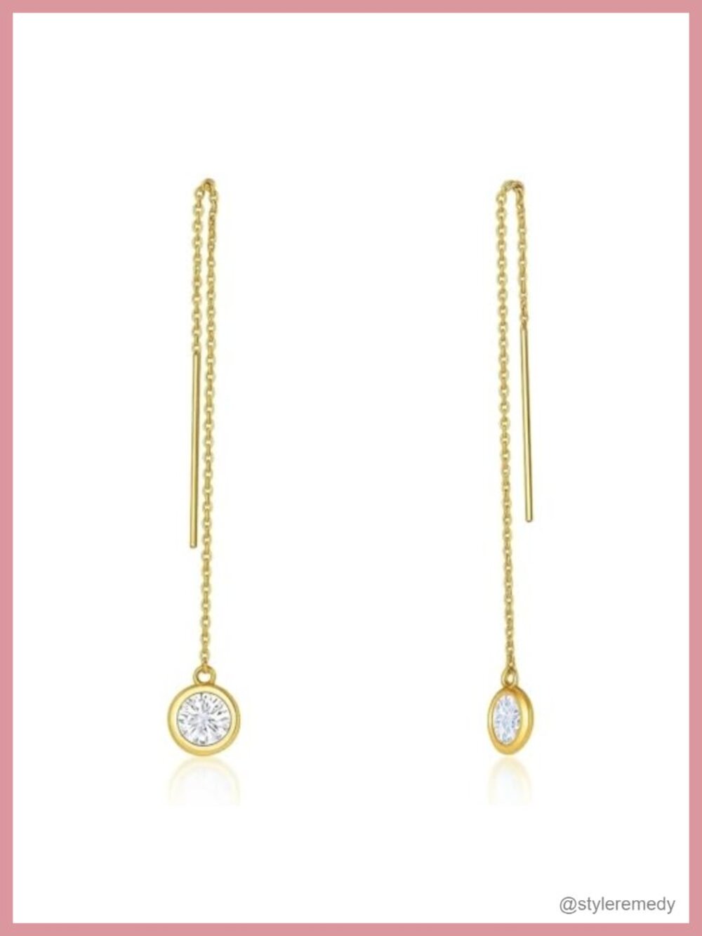 Sterling Silver Threader Earrings Cubic Zirconia 3" Drop Dangle